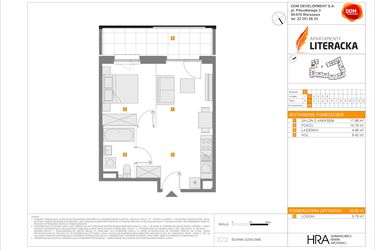 Rzut - Mieszkanie na sprzedaż 2 pokoje o powierzchni 38,92 m² - numer F.67 w Apartamenty Literacka etap 2.3