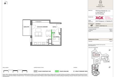 Rzut - Mieszkanie na sprzedaż 1 pokój o powierzchni 28,8 m² - numer NN-B-LM-47 w Nowa Nakielska by PHN