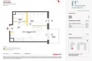Rzut - Mieszkanie na sprzedaż 2 pokoje o powierzchni 36,91 m² - numer 30 w Miasteczko Julianów etap 2