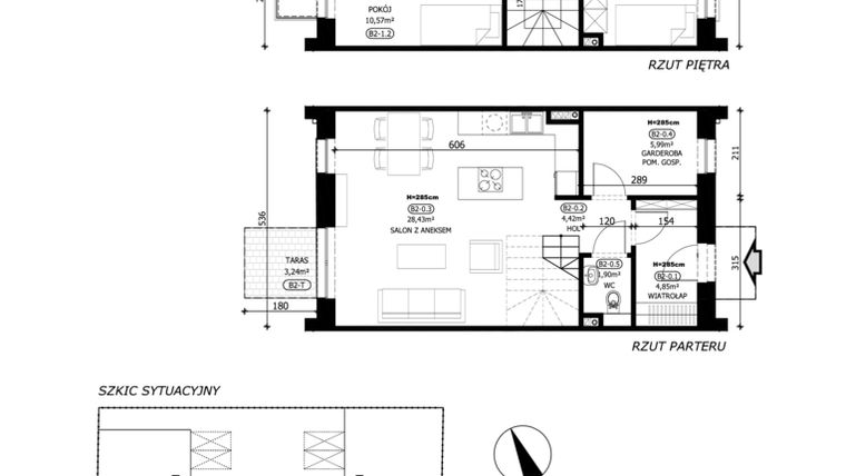 Rzut - Mieszkanie na sprzedaż 4 pokoje o powierzchni 89,46 m² - numer B2 w Osiedle Berylowa 14