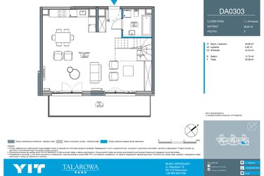 Rzut - Mieszkanie na sprzedaż 2 pokoje o powierzchni 98,85 m² - numer DA0303 w Talarowa Park II