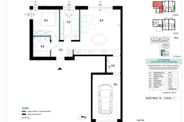 Rzut - Mieszkanie na sprzedaż 3 pokoje o powierzchni 76,86 m² - numer 18-1 w Błonie Bosco