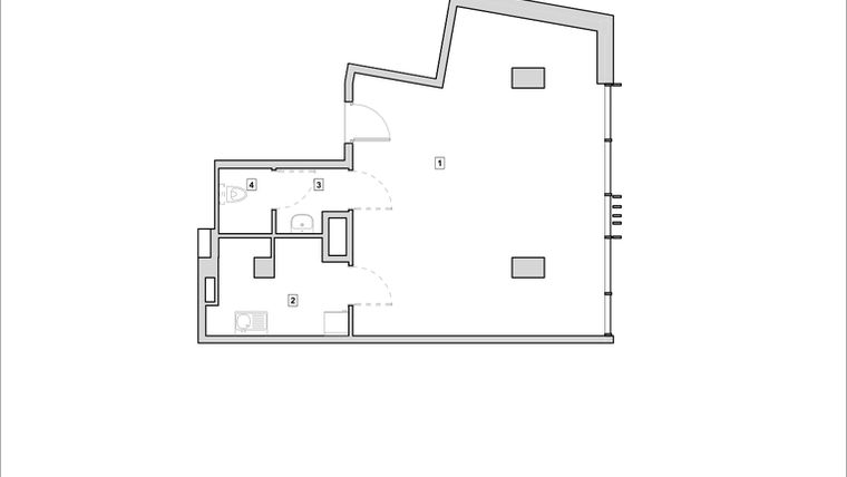 Rzut - Lokal użytkowy na sprzedaż 1 pokój o powierzchni 57,43 m² - numer H4-U-1-1 w Heyki City