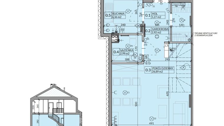 Rzut - Dom na sprzedaż 4 pokoje o powierzchni 85,77 m² - numer 40 w Ahoj Pogórze etap 2 i 3