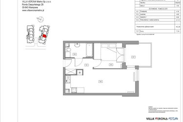 Rzut - Mieszkanie na sprzedaż 2 pokoje o powierzchni 42,78 m² - numer B.15 w Villa Verona Mielno