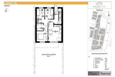 Rzut - Mieszkanie na sprzedaż 4 pokoje o powierzchni 52,34 m² - numer N1 w Villa Stoki (mieszkania)