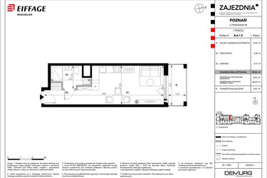 Rzut - Mieszkanie na sprzedaż 1 pokój o powierzchni 29,84 m² - numer B.A.1.5 w Zajezdnia