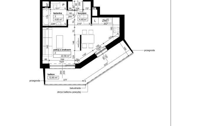 Rzut - Mieszkanie na sprzedaż 1 pokój o powierzchni 31,71 m² - numer D2/2/1/6 w Malta Wołkowyska etap III