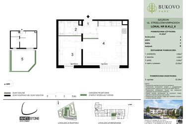 Rzut - Mieszkanie na sprzedaż 2 pokoje o powierzchni 41,22 m² - numer B.2.8 w Bukovo Park