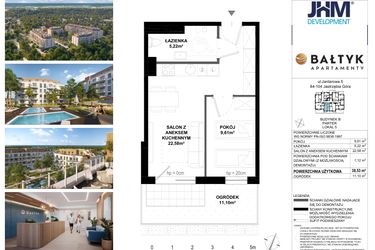 Rzut - Mieszkanie na sprzedaż 2 pokoje o powierzchni 38,53 m² - numer B.5 w Apartamenty Bałtyk