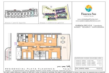 Rzut - Mieszkanie na sprzedaż 2 pokoje o powierzchni 77 m² - numer 1.29 w Flamenca Sun - Playa Flamenca