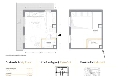 Rzut - Mieszkanie na sprzedaż 1 pokój o powierzchni 53,49 m² - numer A/67 w Królowej Jadwigi