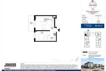 Rzut - Mieszkanie na sprzedaż 2 pokoje o powierzchni 36,78 m² - numer D.D86 w Wieruszowska D