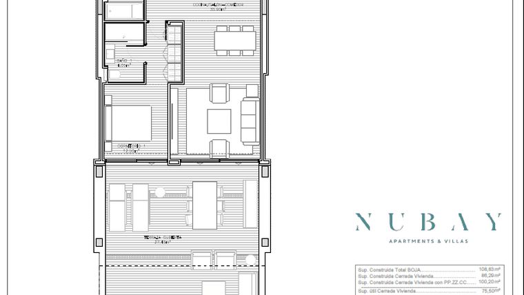 Rzut - Mieszkanie na sprzedaż 3 pokoje o powierzchni 86,29 m² - numer 41B w Nubay