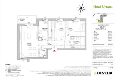 Rzut - Mieszkanie na sprzedaż 3 pokoje o powierzchni 60,26 m² - numer EN/7 A 48 w Next Ursus