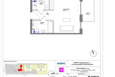 Rzut - Mieszkanie na sprzedaż 1 pokój o powierzchni 33,29 m² - numer MLAD/B/2/5 w Metro Life Apartamenty CD