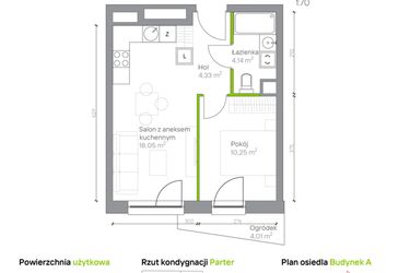 Rzut - Mieszkanie na sprzedaż 2 pokoje o powierzchni 36,77 m² - numer A.0.8 w Jesionowa Vita