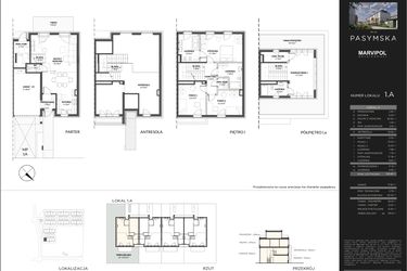 Rzut - Mieszkanie na sprzedaż 4 pokoje o powierzchni 156,8 m² - numer 1A w Wille Pasymska