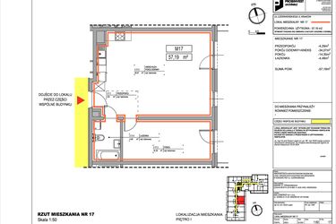 Rzut - Mieszkanie na sprzedaż 2 pokoje o powierzchni 57,19 m² - numer 3.17 w Czerwieńskiego 3