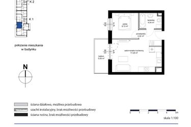 Rzut - Mieszkanie na sprzedaż 2 pokoje o powierzchni 33,96 m² - numer M8 w Kwarcowe Wzgórze