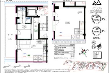 Rzut - Mieszkanie na sprzedaż 3 pokoje o powierzchni 62,04 m² - numer I.22 w Enklawa Polany etap II