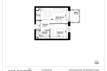 Rzut - Mieszkanie na sprzedaż 2 pokoje o powierzchni 37,38 m² - numer C.76 w Narcyzowe Wzgórza II