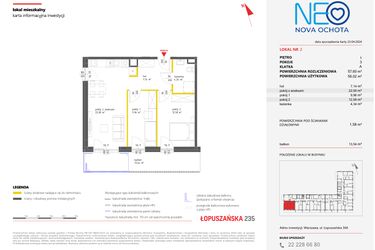 Rzut - Mieszkanie na sprzedaż 3 pokoje o powierzchni 57,6 m² - numer 2 w Neo Nova Ochota