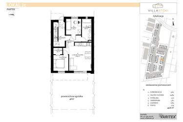 Rzut - Mieszkanie na sprzedaż 3 pokoje o powierzchni 49,67 m² - numer J5 w Villa Stoki (mieszkania)