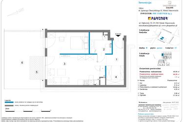 Rzut - Mieszkanie na sprzedaż 1 pokój o powierzchni 48,06 m² - numer B.0.57 w Daszyńskiego Square etap 1