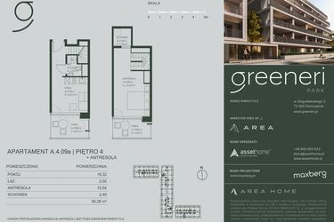Rzut - Mieszkanie na sprzedaż 2 pokoje o powierzchni 36,28 m² - numer A.4.09a w Greeneri Park