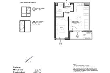 Rzut - Mieszkanie na sprzedaż 2 pokoje o powierzchni 40,97 m² - numer D.2.5.2 w Rumia Centralna
