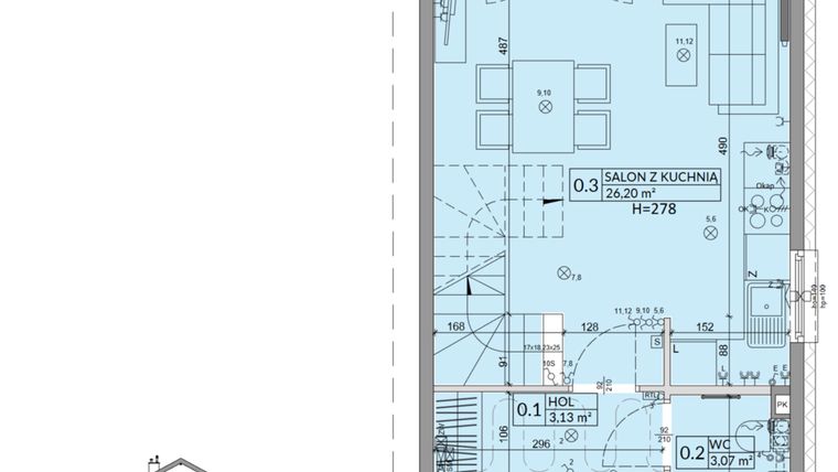 Rzut - Dom na sprzedaż 3 pokoje o powierzchni 68,42 m² - numer 35B w Osiedle Słoneczne etap IV
