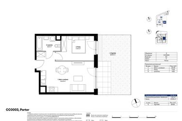 Rzut - Mieszkanie na sprzedaż 2 pokoje o powierzchni 40,39 m² - numer CC0003 w NU3 Warszawa Wola