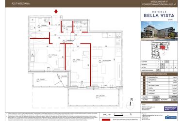 Rzut - Mieszkanie na sprzedaż 3 pokoje o powierzchni 63,22 m² - numer 3.47 w Bella Vista Etap IV