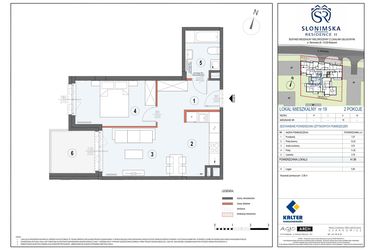 Rzut - Mieszkanie na sprzedaż 2 pokoje o powierzchni 41,96 m² - numer M19 w Słonimska Residence II