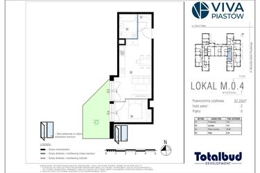 Rzut - Mieszkanie na sprzedaż 2 pokoje o powierzchni 37,25 m² - numer M.0.4 w Viva Piastów