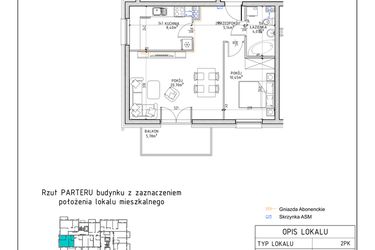 Rzut - Mieszkanie na sprzedaż 2 pokoje o powierzchni 48,76 m² - numer 4 w Osiedle Sady bud. E4