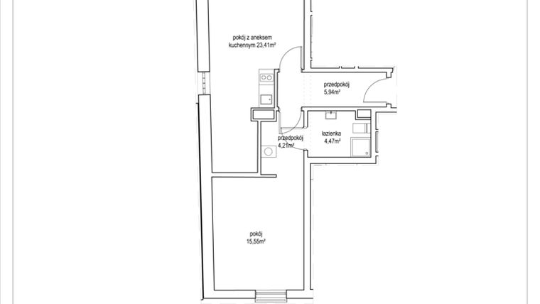 Rzut - Mieszkanie na sprzedaż 2 pokoje o powierzchni 53,58 m² - numer 4/15. w Apartamenty Nowy Targ