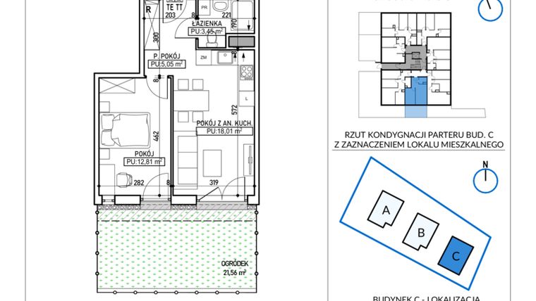 Rzut - Mieszkanie na sprzedaż 2 pokoje o powierzchni 39,32 m² - numer 5-6 w Jodłowicka 5
