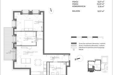 Rzut - Mieszkanie na sprzedaż 3 pokoje o powierzchni 67,14 m² - numer B.5.4 w Polanka 21
