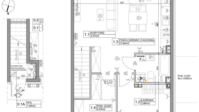 Rzut - Mieszkanie na sprzedaż 3 pokoje o powierzchni 58,82 m² - numer 96 w Manufaktura Marki 2 etap IV