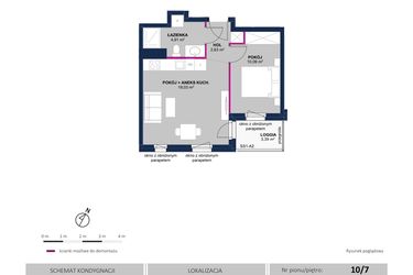 Rzut - Mieszkanie na sprzedaż 2 pokoje o powierzchni 36,66 m² - numer 79 w Moja Północna Etap III