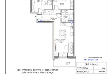 Rzut - Mieszkanie na sprzedaż 3 pokoje o powierzchni 61,64 m² - numer 26 w Harmonia bud. M3