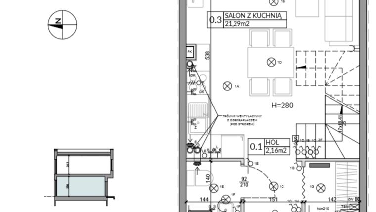 Rzut - Dom na sprzedaż 3 pokoje o powierzchni 62,16 m² - numer 2 w Boska Ksawerowska 2