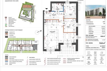Rzut - Mieszkanie na sprzedaż 3 pokoje o powierzchni 69,66 m² - numer A10 w ulica Staszica bud. A