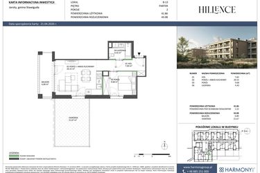 Rzut - Mieszkanie na sprzedaż 2 pokoje o powierzchni 41,86 m² - numer B-13 w Hillence etap 2