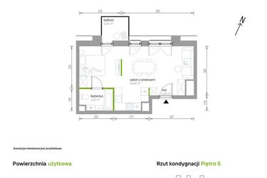 Rzut - Mieszkanie na sprzedaż 1 pokój o powierzchni 39,09 m² - numer 5/A/09 w Kijowska Vita