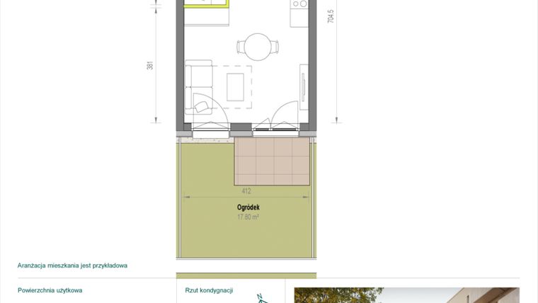 Rzut - Mieszkanie na sprzedaż 1 pokój o powierzchni 27,83 m² - numer A/2/25 w Skorosze Vita