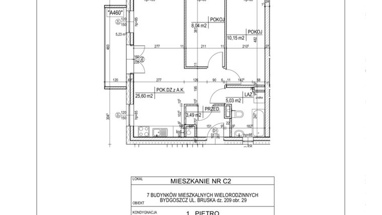 Rzut - Mieszkanie na sprzedaż 3 pokoje o powierzchni 52,31 m² - numer C2 w Bruska