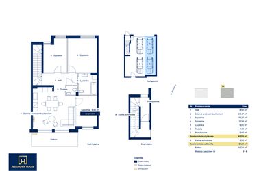 Rzut - Mieszkanie na sprzedaż 4 pokoje o powierzchni 80,53 m² - numer 34 w Nova Jeziorowa 2